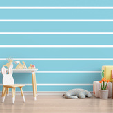 Tapeta Bílé pruhy na modré: 125x75 cm