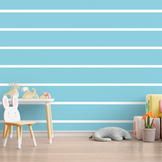 Tapeta Bílé pruhy na modré: 125x75 cm Tapeta Bílé pruhy na modré: 125x75 cm