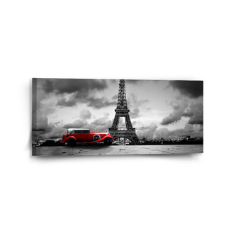 Obraz Eiffelova věž a červené auto: 110x50 cm