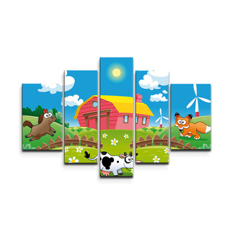 Obraz - 5-dílný Farma: 125x90 cm