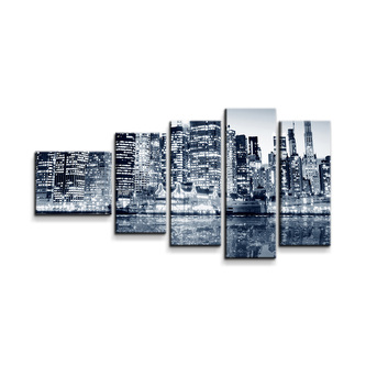 Obraz - 5-dílný Noční New York: 100x60 cm