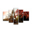 Obraz - 5-dílný Eiffelova věž a červený strom: 125x90 cm