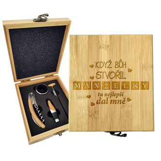 Dárková sada na víno Když Bůh stvořil manželky: 147×168×49 mm