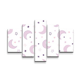 Obraz - 5-dílný Fialové měsíčky: 125x90 cm
