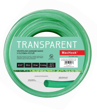 zahradní hadice TRANSPARENT 1/2" 20m zelená