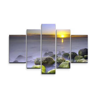 Obraz - 5-dílný Kameny v jezeře: 125x90 cm