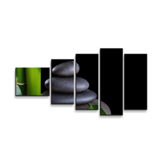 Obraz - 5-dílný Bambus a kameny: 100x60 cm