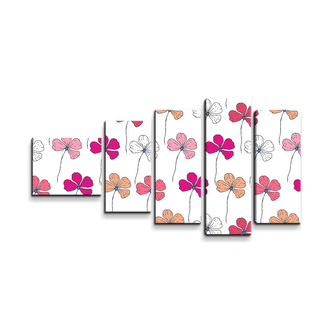 Obraz - 5-dílný Růžové kvítí: 100x60 cm