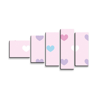 Obraz - 5-dílný Srdce vedle srdce: 100x60 cm