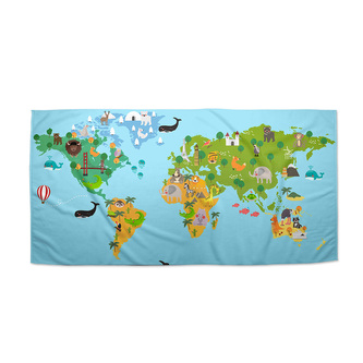 Ručník Zvířecí mapa světa: 70x140 cm