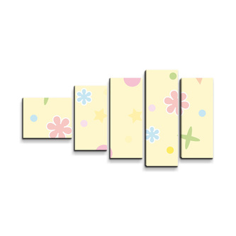 Obraz - 5-dílný Květiny na žluté: 100x60 cm