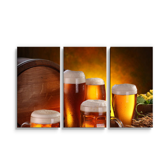 Obraz - 3-dílný Krýgly s pivem: 120x80 cm