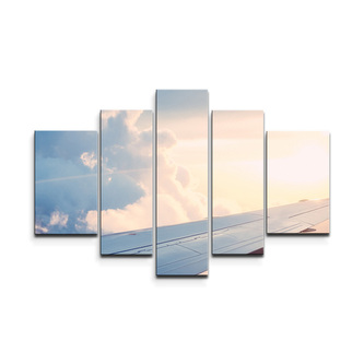 Obraz - 5-dílný Křídlo letadla: 125x90 cm