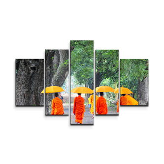 Obraz - 5-dílný Mniši: 125x90 cm