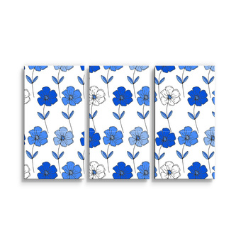 Obraz - 3-dílný Modré květiny: 120x80 cm