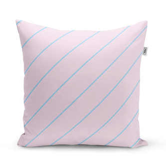 Polštář Modré pruhy na růžové: 60x60 cm