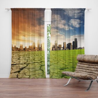 Závěs Vyprahlá zem před mrakodrapy: 2ks 140x250cm