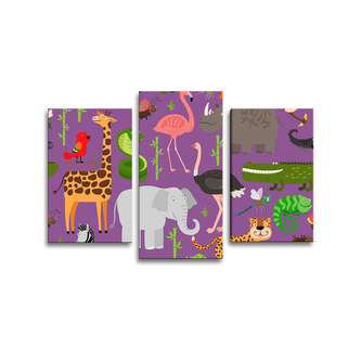Obraz - 3-dílný Animované safari: 75x50 cm Obraz - 3-dílný Animované safari: 75x50 cm