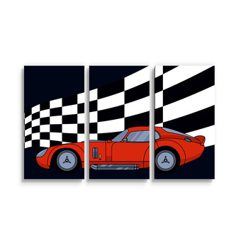 Obraz - 3-dílný Závodní auto: 120x80 cm
