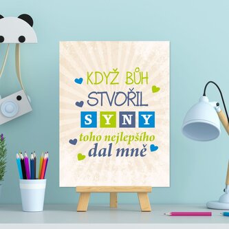 Dárková cedulka Když Bůh stvořil syny: 30x40 cm