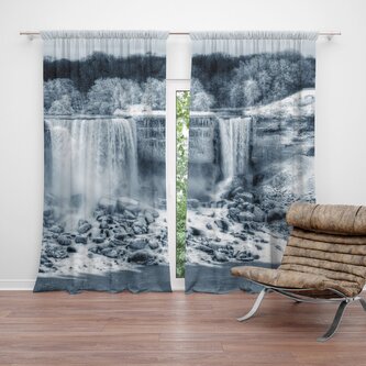 Závěs Černobílý vodopád: 2ks 140x250cm