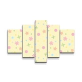 Obraz - 5-dílný Hvězdy, květy a puntíky: 125x90 cm