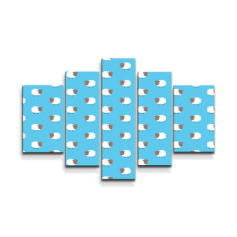 Obraz - 5-dílný Ovečky: 125x90 cm