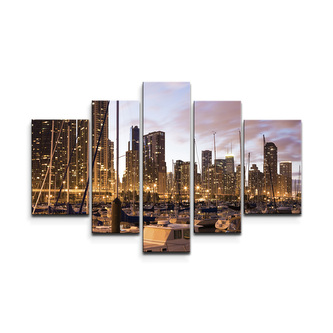 Obraz - 5-dílný Městský přístav: 125x90 cm