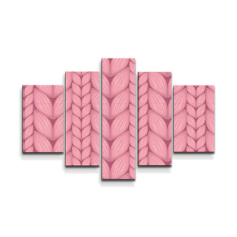 Obraz - 5-dílný Růžové pletení: 125x90 cm