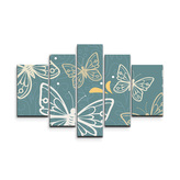 Obraz - 5-dílný Motýli: 125x90 cm