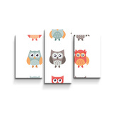 Obraz - 3-dílný Sovy 2: 75x50 cm