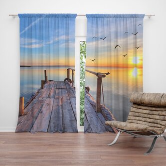 Závěs Molo a racci: 2ks 140x250cm