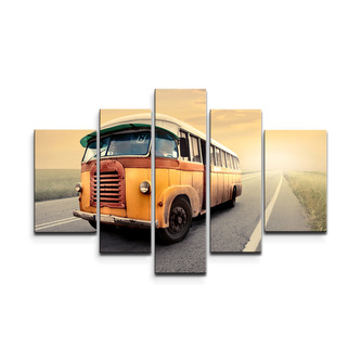 Obraz - 5-dílný Autobus veterán: 125x90 cm