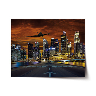 Plakát Letadlo nad mrakodrapy: 90x60 cm Plakát Letadlo nad mrakodrapy: 90x60 cm