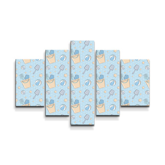 Obraz - 5-dílný Hračky na písek: 125x90 cm