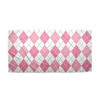 Ručník Růžové a bílé kosočtverečky: 70x140 cm