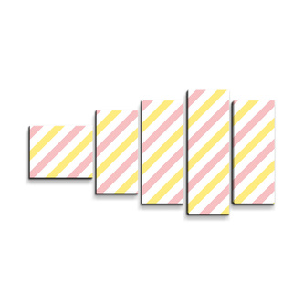 Obraz - 5-dílný Růžové a žluté pruhy: 100x60 cm