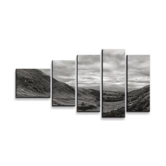 Obraz - 5-dílný Černobílé údolí: 100x60 cm