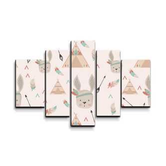 Obraz - 5-dílný Indiánský zajíček: 125x90 cm