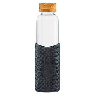 Skleněná láhev s rukávem, 550ml, Neon Kactus, černá