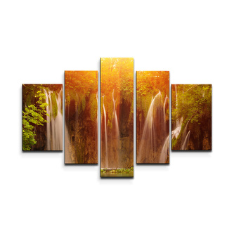 Obraz - 5-dílný Vodopád: 125x90 cm Obraz - 5-dílný Vodopád: 125x90 cm