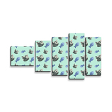 Obraz - 5-dílný kočky a rybičky : 100x60 cm