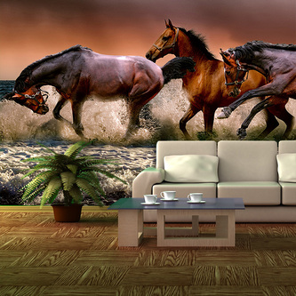 Tapeta Koně ve vodě: 125x75 cm Tapeta Koně ve vodě: 125x75 cm
