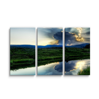Obraz - 3-dílný Mrak nad řekou: 120x80 cm