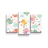 Obraz - 3-dílný Oblak s ptáčky: 75x50 cm