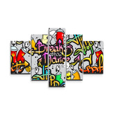 Obraz - 5-dílný Graffiti: 125x90 cm