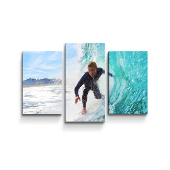 Obraz - 3-dílný Surfař na vlně: 75x50 cm Obraz - 3-dílný Surfař na vlně: 75x50 cm