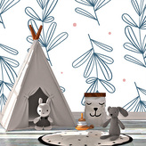 Tapeta Modré lístky: 208x125 cm