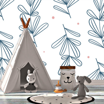 Tapeta Modré lístky: 208x125 cm