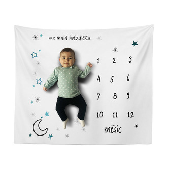 Milníková deka Hvězdy a měsíc: 100x100 cm Milníková deka Hvězdy a měsíc: 100x100 cm